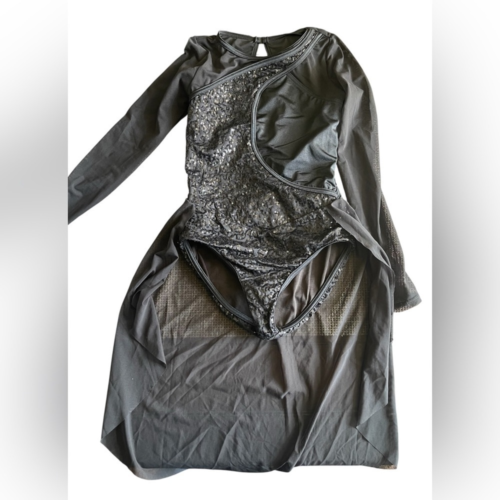 Balera Black Glitter Kids Bodysuit - Picture 7 of 8